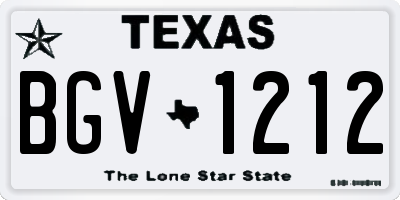 TX license plate BGV1212
