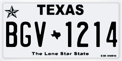 TX license plate BGV1214