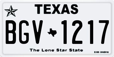 TX license plate BGV1217
