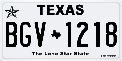 TX license plate BGV1218