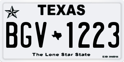 TX license plate BGV1223