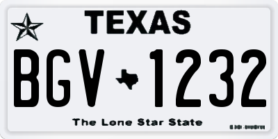 TX license plate BGV1232