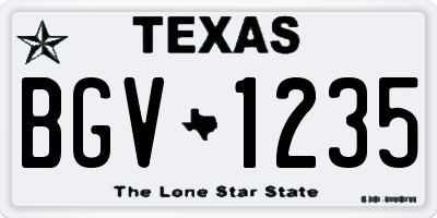 TX license plate BGV1235