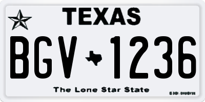 TX license plate BGV1236