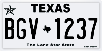 TX license plate BGV1237