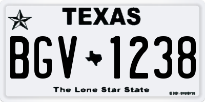 TX license plate BGV1238