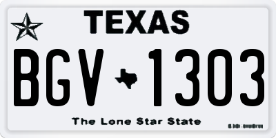 TX license plate BGV1303