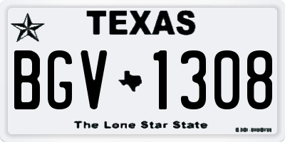 TX license plate BGV1308