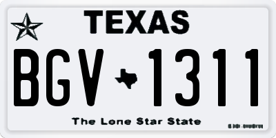 TX license plate BGV1311