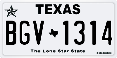 TX license plate BGV1314