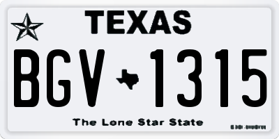TX license plate BGV1315