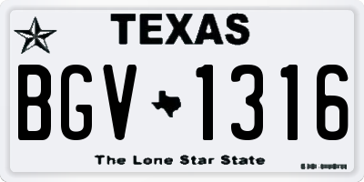 TX license plate BGV1316
