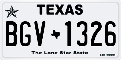 TX license plate BGV1326