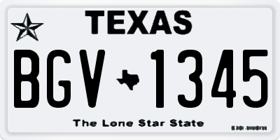 TX license plate BGV1345