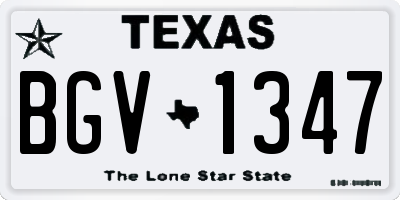 TX license plate BGV1347