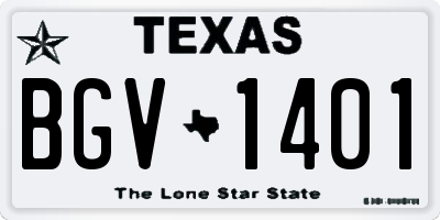 TX license plate BGV1401