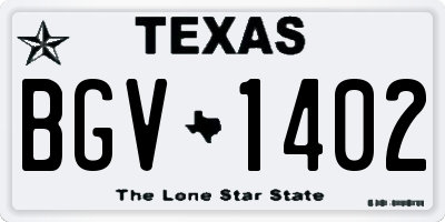 TX license plate BGV1402