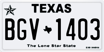 TX license plate BGV1403