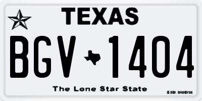 TX license plate BGV1404