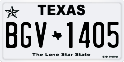 TX license plate BGV1405