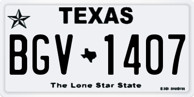 TX license plate BGV1407