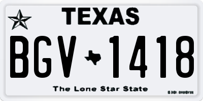 TX license plate BGV1418