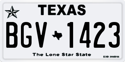 TX license plate BGV1423