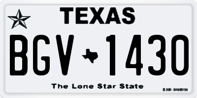 TX license plate BGV1430