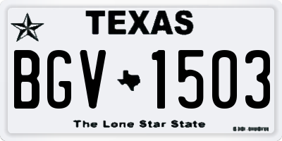 TX license plate BGV1503