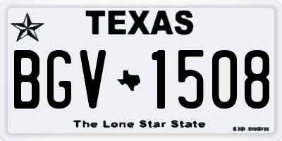 TX license plate BGV1508