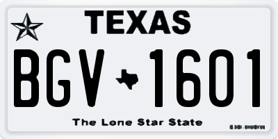 TX license plate BGV1601