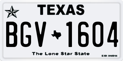 TX license plate BGV1604