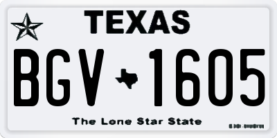 TX license plate BGV1605
