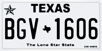 TX license plate BGV1606