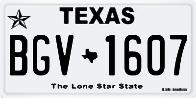 TX license plate BGV1607