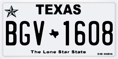 TX license plate BGV1608