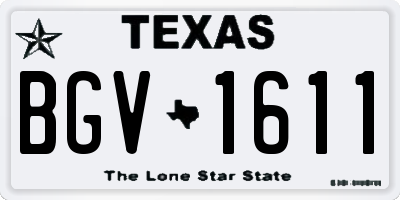TX license plate BGV1611