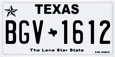 TX license plate BGV1612
