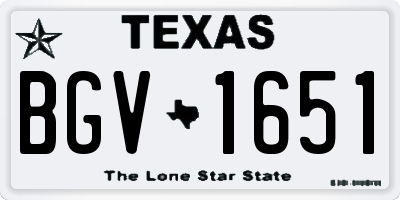 TX license plate BGV1651