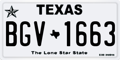 TX license plate BGV1663