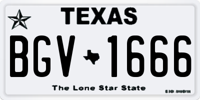 TX license plate BGV1666
