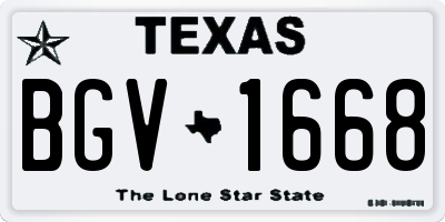 TX license plate BGV1668