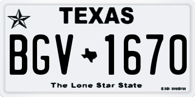 TX license plate BGV1670