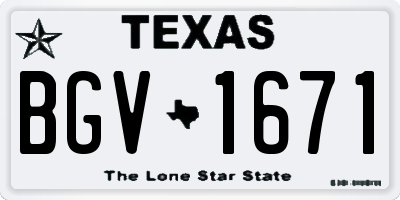 TX license plate BGV1671