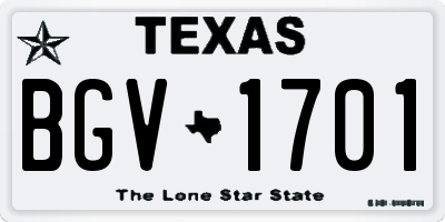 TX license plate BGV1701