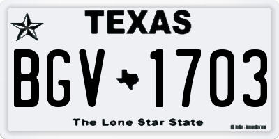 TX license plate BGV1703