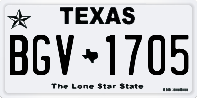 TX license plate BGV1705