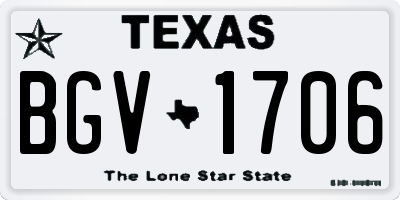 TX license plate BGV1706