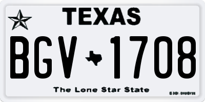 TX license plate BGV1708