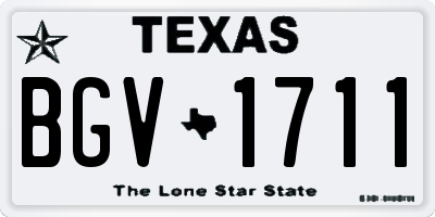 TX license plate BGV1711